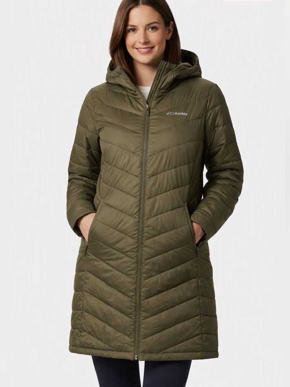 Columbia Woman’s Olive Hooded Quilted Puffer Jacket- Omni-Heat